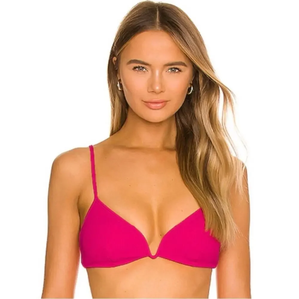 L*Space Helena Ribbed Bikini Top in Bougainvillea XS NWT